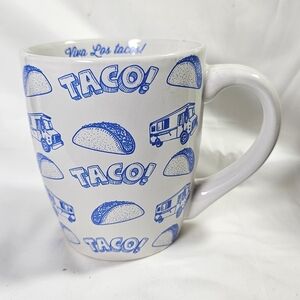 Taco Print White and Blue Mug